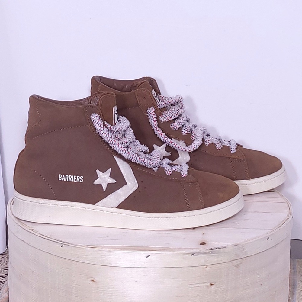 Converse x Barriers Pro Leather Hi Brown Suede Sneakers A01787C Mens 8.5 Wos 10
